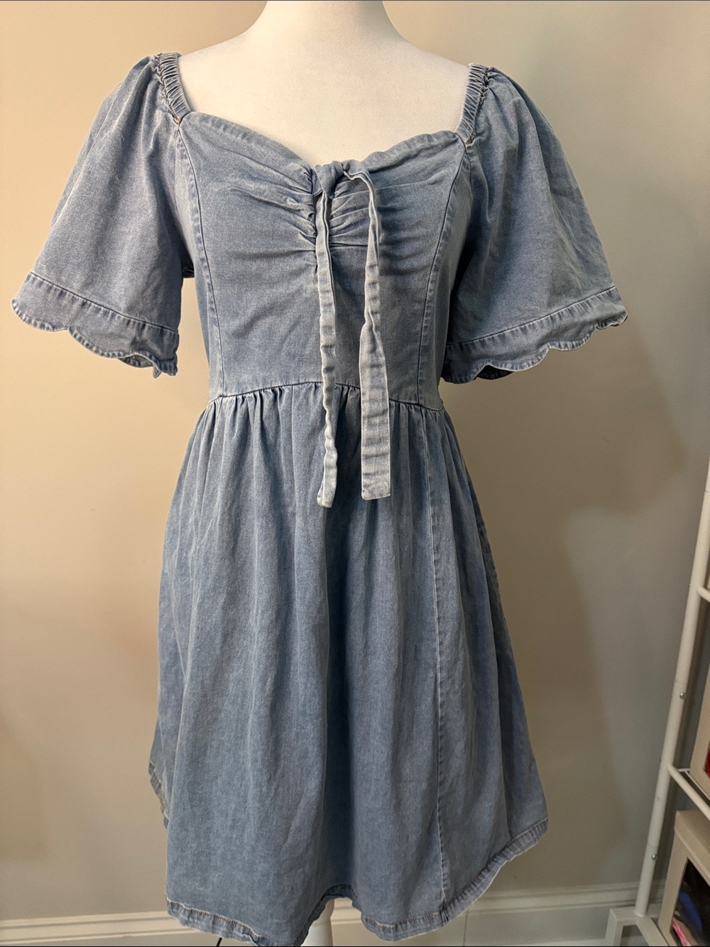 Umgee Light Blue Denim Tie-Front Mini Dress